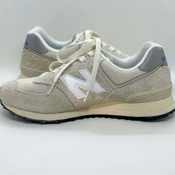 NEW! New Balance 574 Tan Light Grey Sneakers Women’s 9 - Picture 6 of 12